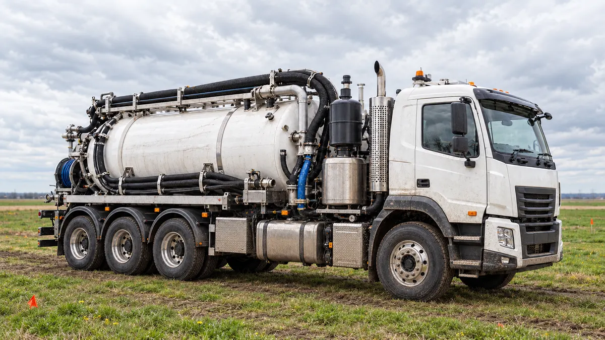 Industrial vacuum tanker used for waste management and environmental services